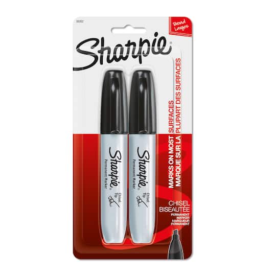 Sharpie® Chisel Tip Black Markers, 2ct.